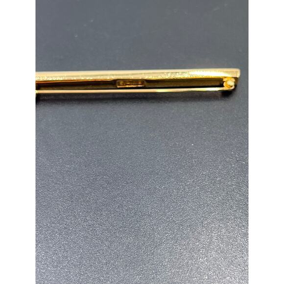 SWAROVSKI SAL Vintage Gold Tone Rhinestone Signed Elongated Bar Pin Brooch - Picture 4 of 9